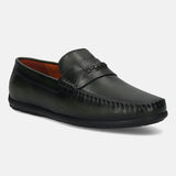 Men's Bugatti drivers green leather shoes with a round toe and apron toe , a tpr outsole.