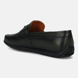 Men's Bugatti drivers green leather shoes with a round toe and apron toe , a tpr outsole.