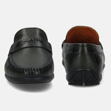 Men's Bugatti drivers green leather shoes with a round toe and apron toe , a tpr outsole.