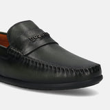Men's Bugatti drivers green leather shoes with a round toe and apron toe , a tpr outsole.