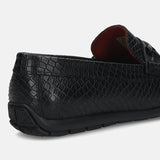 Men's Bugatti drivers black leather shoes with a round toe and apron toe , a tpr outsole.
