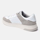 A white Men's bugatti Sneakers featuring a round plain toe, zero heels heel. Made from suede leather with a durable tpr outsole, this laces design offers both style and comfort.
