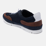 A blue Men's bugatti Sneakers featuring a round plain toe, zero heels heel. Made from synthetic with a durable tpr outsole, this laces design offers both style and comfort.