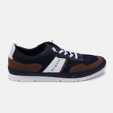 A blue Men's bugatti Sneakers featuring a round plain toe, zero heels heel. Made from synthetic with a durable tpr outsole, this laces design offers both style and comfort.