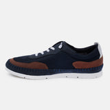A blue Men's bugatti Sneakers featuring a round plain toe, zero heels heel. Made from synthetic with a durable tpr outsole, this laces design offers both style and comfort.