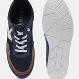 A blue Men's bugatti Sneakers featuring a round plain toe, zero heels heel. Made from synthetic with a durable tpr outsole, this laces design offers both style and comfort.