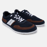 A blue Men's bugatti Sneakers featuring a round plain toe, zero heels heel. Made from synthetic with a durable tpr outsole, this laces design offers both style and comfort.