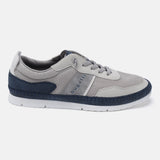 A grey Men's bugatti Sneakers featuring a round plain toe, zero heels heel. Made from synthetic with a durable tpr outsole, this laces design offers both style and comfort.