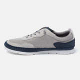 A grey Men's bugatti Sneakers featuring a round plain toe, zero heels heel. Made from synthetic with a durable tpr outsole, this laces design offers both style and comfort.