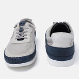 A grey Men's bugatti Sneakers featuring a round plain toe, zero heels heel. Made from synthetic with a durable tpr outsole, this laces design offers both style and comfort.