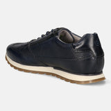 Men's Bugatti leather blue leather shoes with a round toe , a tpr outsole , and laces fastening.