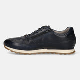 Men's Bugatti leather blue leather shoes with a round toe , a tpr outsole , and laces fastening.