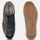 Men's Bugatti leather blue leather shoes with a round toe , a tpr outsole , and laces fastening.