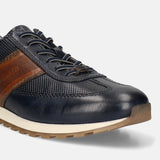 Men's Bugatti leather blue leather shoes with a round toe , a tpr outsole , and laces fastening.