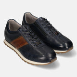 Men's Bugatti leather blue leather shoes with a round toe , a tpr outsole , and laces fastening.