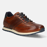 Men's Bugatti leather cognac leather shoes with a round toe , a tpr outsole , and laces fastening.