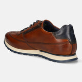 Men's Bugatti leather cognac leather shoes with a round toe , a tpr outsole , and laces fastening.