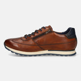 Men's Bugatti leather cognac leather shoes with a round toe , a tpr outsole , and laces fastening.