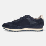 Men's Bugatti leather blue leather shoes with a round toe , a tpr outsole , and laces fastening.