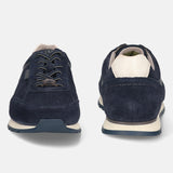 Men's Bugatti leather blue leather shoes with a round toe , a tpr outsole , and laces fastening.