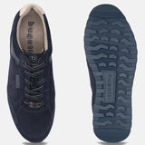 Men's Bugatti leather blue leather shoes with a round toe , a tpr outsole , and laces fastening.