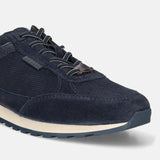 Men's Bugatti leather blue leather shoes with a round toe , a tpr outsole , and laces fastening.