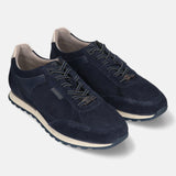 Men's Bugatti leather blue leather shoes with a round toe , a tpr outsole , and laces fastening.