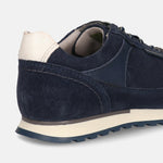 Men's Bugatti leather blue leather shoes with a round toe , a tpr outsole , and laces fastening.