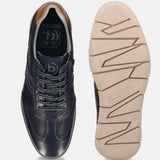 Men's Bugatti leather blue leather shoes with a round toe , a tpr outsole , and laces fastening.