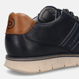 Men's Bugatti leather blue leather shoes with a round toe , a tpr outsole , and laces fastening.
