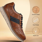 Men's Bugatti leather cognac leather shoes with a round toe , a tpr outsole , and laces fastening.