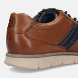 Men's Bugatti leather cognac leather shoes with a round toe , a tpr outsole , and laces fastening.