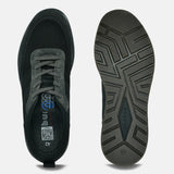 A black Men's bugatti Sneakers featuring a round plain toe, zero heels heel. Made from textile with a durable tpr outsole, this laces design offers both style and comfort.
