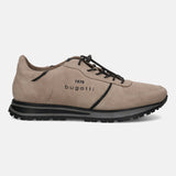 A beige Men's bugatti Sneakers featuring a round plain toe, zero heels heel. Made from suede leather with a durable tpr outsole, this laces design offers both style and comfort.