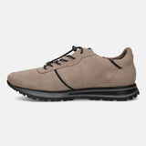 A beige Men's bugatti Sneakers featuring a round plain toe, zero heels heel. Made from suede leather with a durable tpr outsole, this laces design offers both style and comfort.