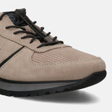 A beige Men's bugatti Sneakers featuring a round plain toe, zero heels heel. Made from suede leather with a durable tpr outsole, this laces design offers both style and comfort.