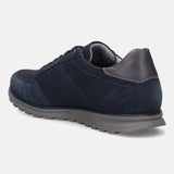 A blue Men's bugatti Sneakers featuring a round plain toe, zero heels heel. Made from suede leather with a durable tpr outsole, this laces design offers both style and comfort.