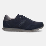 A blue Men's bugatti Sneakers featuring a round plain toe, zero heels heel. Made from suede leather with a durable tpr outsole, this laces design offers both style and comfort.