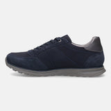 A blue Men's bugatti Sneakers featuring a round plain toe, zero heels heel. Made from suede leather with a durable tpr outsole, this laces design offers both style and comfort.