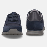 A blue Men's bugatti Sneakers featuring a round plain toe, zero heels heel. Made from suede leather with a durable tpr outsole, this laces design offers both style and comfort.