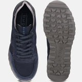 A blue Men's bugatti Sneakers featuring a round plain toe, zero heels heel. Made from suede leather with a durable tpr outsole, this laces design offers both style and comfort.
