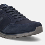 A blue Men's bugatti Sneakers featuring a round plain toe, zero heels heel. Made from suede leather with a durable tpr outsole, this laces design offers both style and comfort.