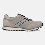 A grey Men's bugatti Sneakers featuring a round plain toe, zero heels heel. Made from suede leather with a durable tpr outsole, this laces design offers both style and comfort.