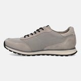 A grey Men's bugatti Sneakers featuring a round plain toe, zero heels heel. Made from suede leather with a durable tpr outsole, this laces design offers both style and comfort.