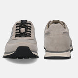 A grey Men's bugatti Sneakers featuring a round plain toe, zero heels heel. Made from suede leather with a durable tpr outsole, this laces design offers both style and comfort.