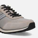 A grey Men's bugatti Sneakers featuring a round plain toe, zero heels heel. Made from suede leather with a durable tpr outsole, this laces design offers both style and comfort.