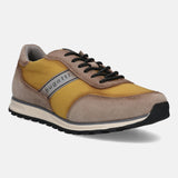 A yellow Men's bugatti Sneakers featuring a round plain toe, zero heels heel. Made from suede leather with a durable tpr outsole, this laces design offers both style and comfort.