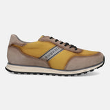 A yellow Men's bugatti Sneakers featuring a round plain toe, zero heels heel. Made from suede leather with a durable tpr outsole, this laces design offers both style and comfort.