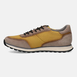 A yellow Men's bugatti Sneakers featuring a round plain toe, zero heels heel. Made from suede leather with a durable tpr outsole, this laces design offers both style and comfort.