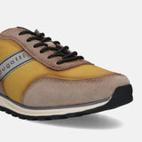 A yellow Men's bugatti Sneakers featuring a round plain toe, zero heels heel. Made from suede leather with a durable tpr outsole, this laces design offers both style and comfort.